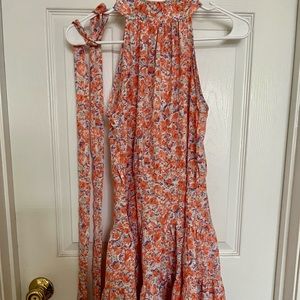 Ditsy Floral Ruffle Hem Halter Dress